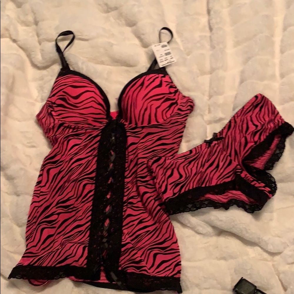 Pink zebra striped Negligee.